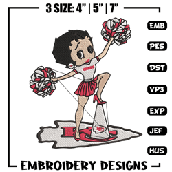 cheer betty boop kansas city chiefs embroidery design, kansas city chiefs embroidery, nfl embroidery, sport embroidery.