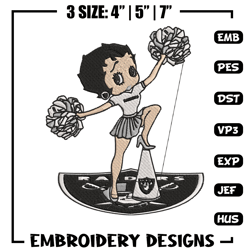 cheer betty boop las vegas raiders embroidery design, las vegas raiders embroidery, nfl embroidery, sport embroidery.