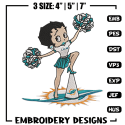 cheer betty boop miami dolphins embroidery design, miami dolphins embroidery, nfl embroidery, logo sport embroidery.