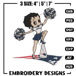 cheer betty boop new england patriots embroidery design, patriots embroidery, nfl embroidery, logo sport embroidery.