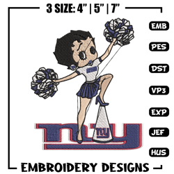 cheer betty boop new york giants embroidery design, new york giants embroidery, nfl embroidery, logo sport embroidery.