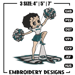 cheer betty boop philadelphia eagles embroidery design, eagles embroidery, nfl embroidery, logo sport embroidery.