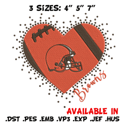 cleveland browns heart embroidery design, browns embroidery, nfl embroidery, sport embroidery, embroidery design.