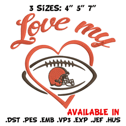 cleveland browns love my embroidery design, browns embroidery, nfl embroidery, sport embroidery, embroidery design.