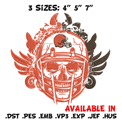 cleveland browns skull helmet embroidery design, browns embroidery, nfl embroidery, sport embroidery, embroidery design.