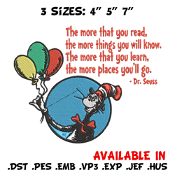 dr seuss with balloon embroidery design, dr seuss embroidery, embroidery file, embroidery design, digital download.