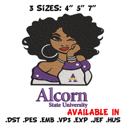 alcorn state girl embroidery design, ncaa embroidery, embroidery design, logo sport embroidery, sport embroidery