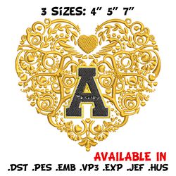 appalachian state heart embroidery design, sport embroidery, logo sport embroidery, embroidery design,ncaa embroidery