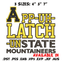 appalachian state logo embroidery design, sport embroidery, logo sport embroidery,embroidery design, ncaa embroidery