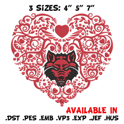 arkansas state heart embroidery design, sport embroidery, logo sport embroidery, embroidery design,ncaa embroidery