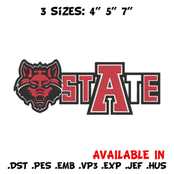 arkansas state logo embroidery design, ncaa embroidery, sport embroidery,logo sport embroidery,embroidery design