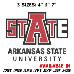 arkansas state logo embroidery design, sport embroidery, logo sport embroidery, embroidery design, ncaa embroidery