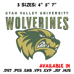 utah valley wolverines embroidery design, ncaa embroidery, sport embroidery, logo sport embroidery, embroidery design