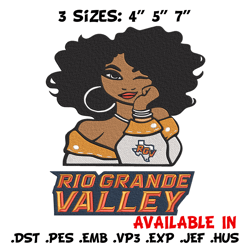 utrgv vaqueros girl embroidery design, ncaa embroidery, embroidery design, logo sport embroidery, sport embroidery.