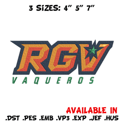 utrgv vaqueros logo embroidery design, ncaa embroidery, sport embroidery, embroidery design ,logo sport embroidery.