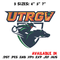 utrgv vaqueros logo embroidery design, ncaa embroidery, sport embroidery,logo sport embroidery,embroidery design