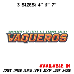 utrgv vaqueros logo embroidery design,ncaa embroidery,sport embroidery,logo sport embroidery,embroidery design.