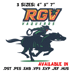 utrgv vaqueros poster embroidery design,ncaa embroidery, embroidery design, logo sport embroidery, sport embroidery.