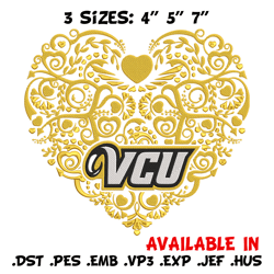 vcu rams heart embroidery design, ncaa embroidery, sport embroidery, logo sport embroidery, embroidery design