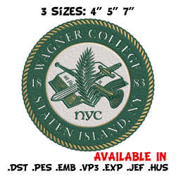 wagner college logo embroidery design, ncaa embroidery, embroidery design,logo sport embroidery,sport embroidery