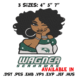 wagner seahawks girl embroidery design,ncaa embroidery, embroidery design, logo sport embroidery, sport embroidery.