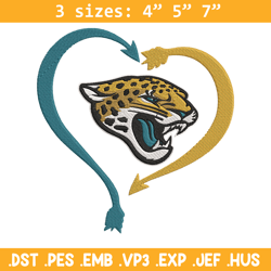 jacksonville jaguars heart embroidery design, jaguars embroidery, nfl embroidery, sport embroidery, embroidery design.