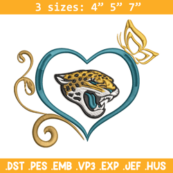 jacksonville jaguars heart embroidery design, jaguars embroidery, nfl embroidery, sport embroidery, embroidery design