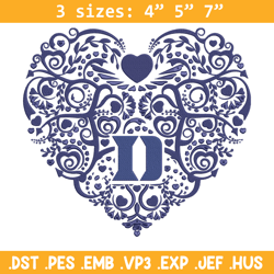 duke university heart embroidery design, sport embroidery, logo sport embroidery, embroidery design,ncaa embroidery