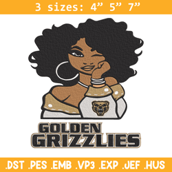 golden grizzlies girl embroidery design, ncaa embroidery, embroidery design, logo sport embroidery,sport embroidery.