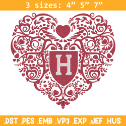 harvard crimson heart embroidery design, sport embroidery, logo sport embroidery, embroidery design, ncaa embroidery