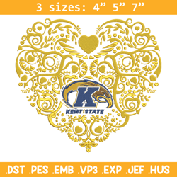 kent state heart embroidery design, sport embroidery, logo sport embroidery, embroidery design,ncaa embroidery