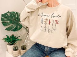 mama's garden shirt, mother day gift, birth month flower shirt, mom's flowers garden sweater, custom mom shirt