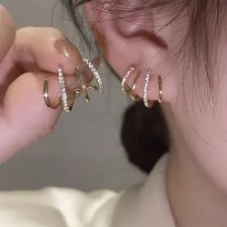 new trendy crystal claw women's stud earrings full rhinestone elegant korean fashion girls luxury ear jewelry unusual ea