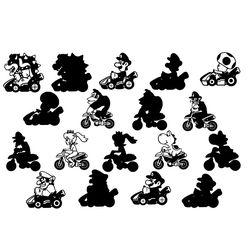 mario kart side car decal svg pack, game svg, gaming svg, gamer svg,