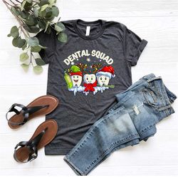 dental squad shirt, gift for dental hygienist, funny dentist shirt, santa teeth tshirt, dentist xmas tee, dental practio