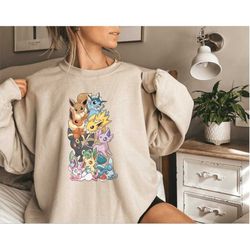 eevee evolution shirt, pokemon sweatshirt gift, pokemon hoodie, unisex sweater, pokemon clothing, gift for her