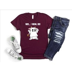 moo i mean boo shirt, funny cow shirt, ghost cow halloween shirt, cute boo tee, spooky season tshirt, halloween party sh