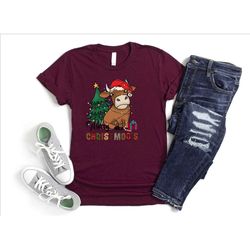 merry christmoos shirt, farmhouse christmas shirt, christmas gift for farmer, cow girl tshirt, christmas light shirt, co