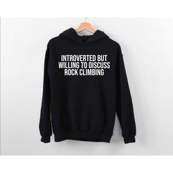 introverted hoodie, hoodie for boulderer, sport climber hoodie, rock climbing hoodie, climbing carabiner hoodie, wall cl