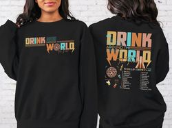 2-sided retro drink around the world epcot shirt, world tour epcot 2023 t-shirt, epcot world showcase, epcot drinking te