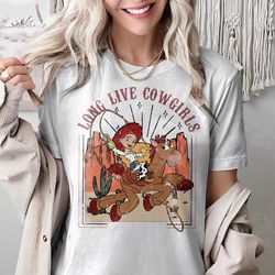 vintage disney toy story jessie shirt, long live cowgirls t-shirt, toy story land jessie and bullseye, disneyland vacati