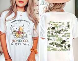 two-sided winnie the pooh honey co. hundred acre woods map shirt | vintage pooh bear honey shirt | disneyworld disneylan