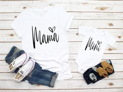 mama mini matching set, baby shower gift, mama t shirt, baby onesie, new mom gift idea, mama mini matching tee, thankful