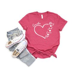 Personalized Grandma, Custom Grandma Shirt, Gift For Grandma, Mother's Day Shirt, Grandma Shirt, Grandma Heart Shirt, Gi