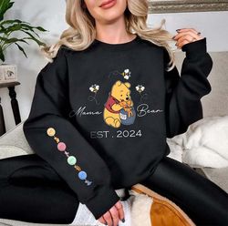 personalized mama bear sweatshirt, mothers day shirt, mama bear winnie the pooh sweatshirt, mothers day gif