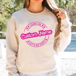 custom name doll baby girl birthday sweatshirt, school teacher party shirt, custom bride babe girls tee, custom doll bir