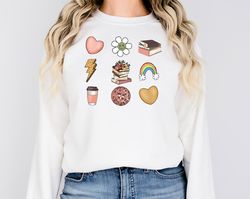 reading sweatshirt book lover sweatshirt lighting sweatshirt heart shirt disco ball shirt daisy shirt rainbow shirt book