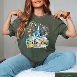 disney happy easter day shirt, magical castle easter sweatshirt, mickey and friends crewneck, mickey ears balloons tee,