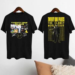 twenty one pilots clancy world tour 2024 tshirt, twenty one pilots signatures shirt, twenty one pilots fan shirt, twenty