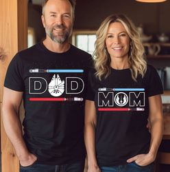 disney star wars lightsaber mom and dad shirt | rebel millennium falcon t-shirt | galaxy's edge tee | disneyland family